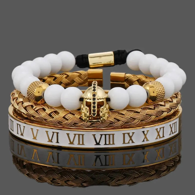 Luxury white stone beads crown featuring a leopard head design by Jungle Line, showcasing intricate craftsmanship and elegant detail.