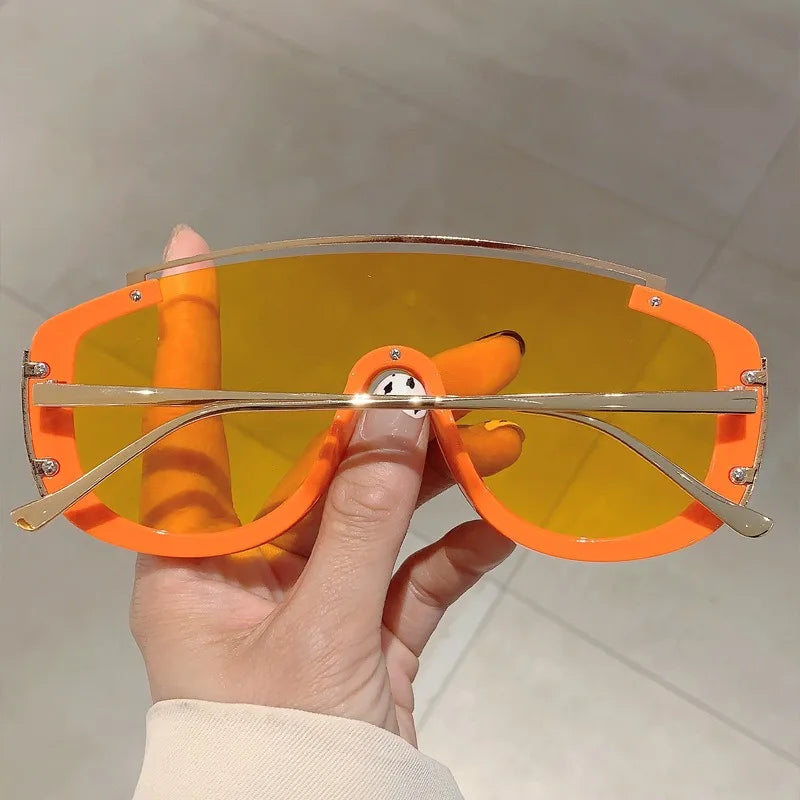 Lunettes de soleil pour femmes et hommes Jungle Line, style léopard, design métallique luxe, oversize, lunettes de sport avec dégradé.