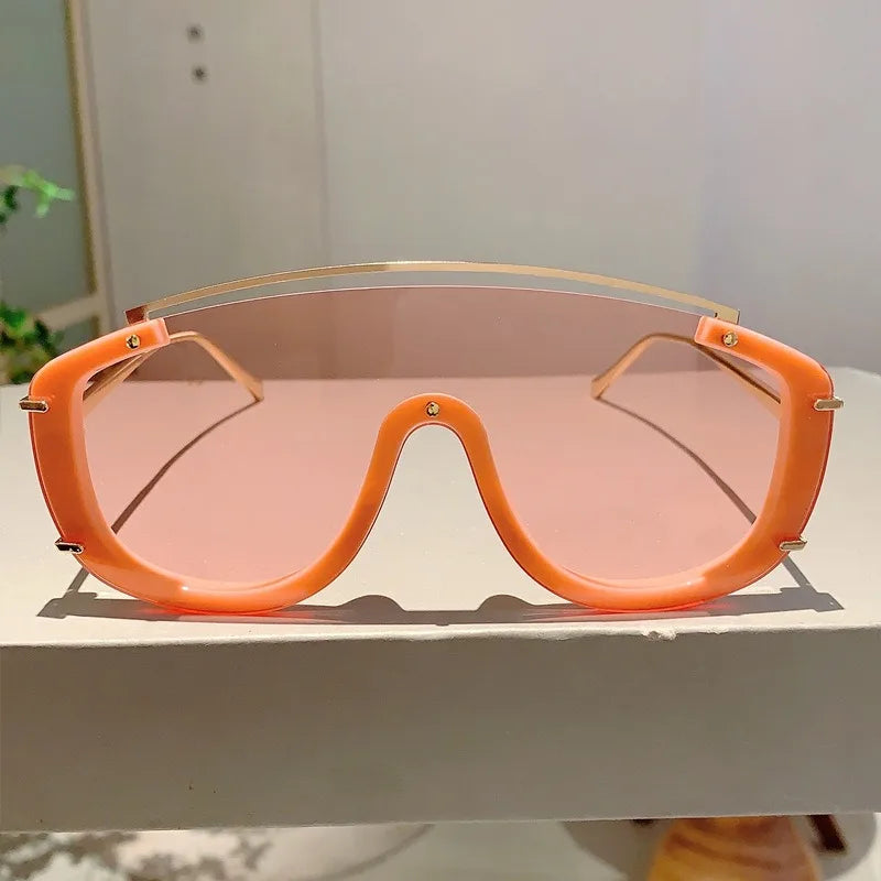 Lunettes de soleil pour femmes Jungle Line, design léopard, dégradé, style oversize, métal luxe, adaptées aux sports en plein air.