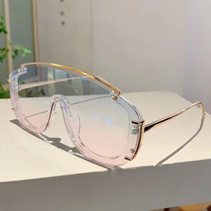 Lunettes de soleil pour femmes et hommes Jungle Line, design en métal luxe, style léopard, dégradé, grande taille, pour activités extérieures.