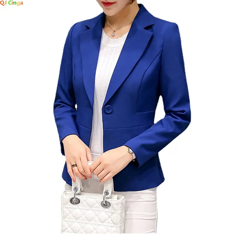 Royal Blue Suit Jacket Women's Stylish Slim Coat New Fall Women Blazer Pink, Red, White, Black Girl Tops Reefer Jackets - Jungle Line