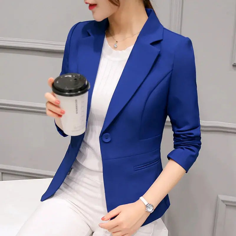 Royal Blue Suit Jacket Women's Stylish Slim Coat New Fall Women Blazer Pink, Red, White, Black Girl Tops Reefer Jackets - Jungle Line