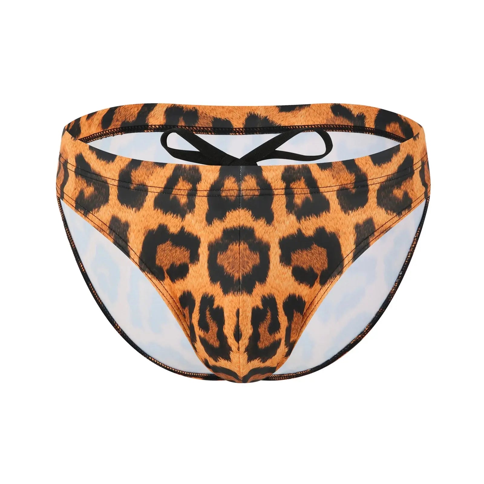 Maillot de bain homme Jungle Line à motif léopard, slip bikini élastique, coupe basse pour plage et piscine.