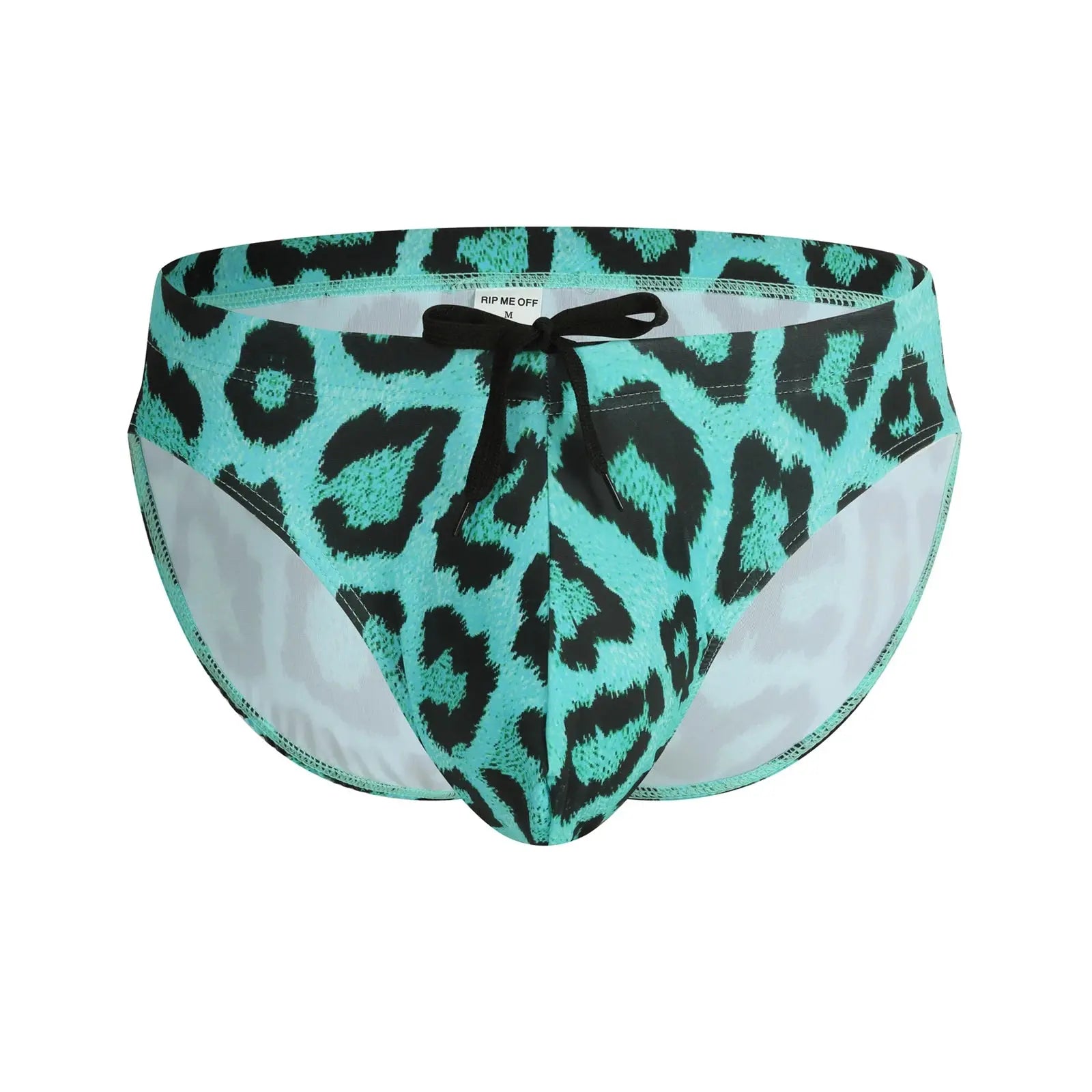 Slip de bain homme Jungle Line, maillot de bain bikini sexy à imprimé léopard, coupe basse, élastique, pour plage et piscine.
