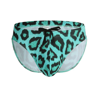 Slip de bain homme Jungle Line, maillot de bain bikini sexy à imprimé léopard, coupe basse, élastique, pour plage et piscine.