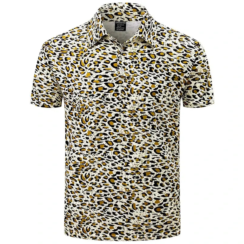 Harajuku Personality Polo Shirt For Men Strong Color - Jungle Line