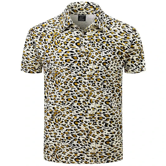 Harajuku Personality Polo Shirt For Men Strong Color - Jungle Line