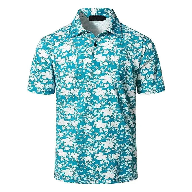 Harajuku Personality Polo Shirt For Men Strong Color - Jungle Line