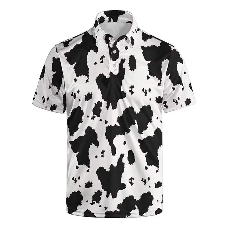 Harajuku Personality Polo Shirt For Men Strong Color - Jungle Line