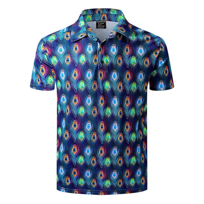 Harajuku Personality Polo Shirt For Men Strong Color - Jungle Line