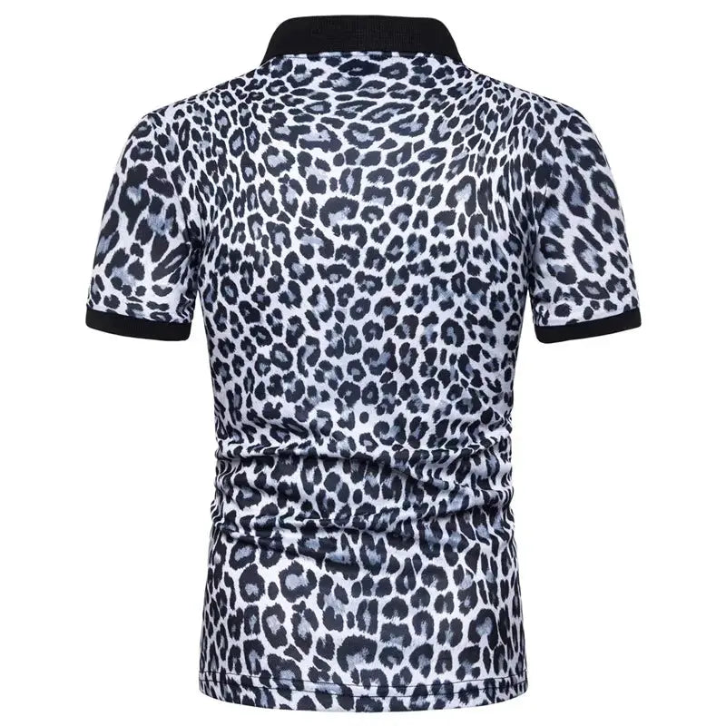 Leopard Pattern Polo Shirt For Men Three Colors 3d Printed Lapel Short Sleeves T-shirt Summer Fashion Trend Casual Tee Shirts - Jungle Line
