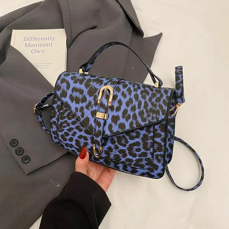 Sac à main en cuir de léopard Jungle Line, petit sac carré avec poignée courte et bandoulière, sac à main pour femmes en cuir.