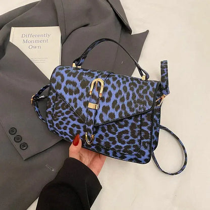 Sac à main en cuir de léopard Jungle Line, petit sac carré avec poignée courte et bandoulière, sac à main pour femmes en cuir.