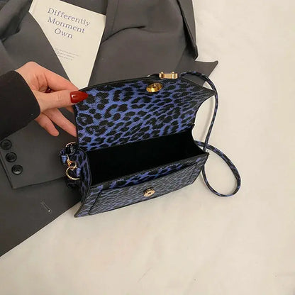 Sac à main en cuir de léopard Jungle Line, petit sac carré avec poignée courte, bandoulière, idéal pour femmes.