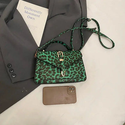 Sac à main en cuir de léopard Jungle Line, petit sac carré avec poignée courte, bandoulière et pochette pour femmes.