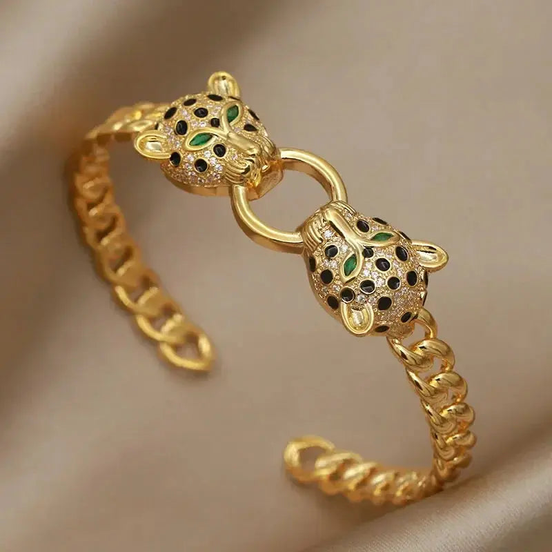 Classic Crystal Leopard Open Bangles&Bracelet for Women - Jungle Line