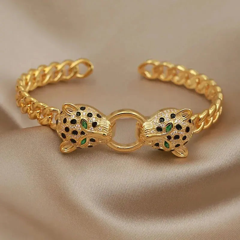 Classic Crystal Leopard Open Bangles&Bracelet for Women - Jungle Line