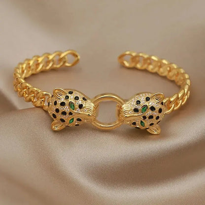 Classic Crystal Leopard Open Bangles&Bracelet for Women - Jungle Line