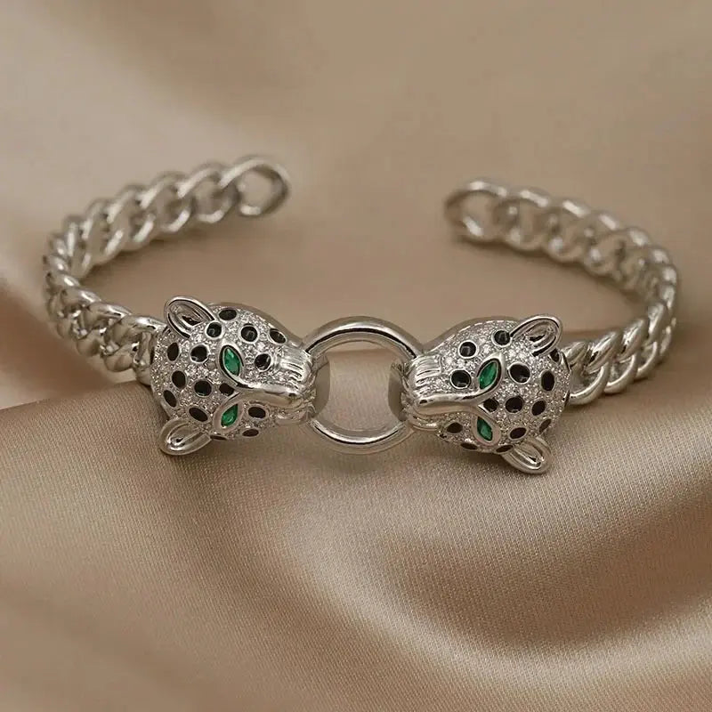 Classic Crystal Leopard Open Bangles&Bracelet for Women - Jungle Line
