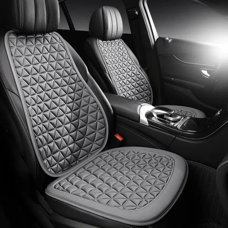 Red Jungle Line breathable fabric car seat cover with 3D triangular concave design, designed for comfort and durability.