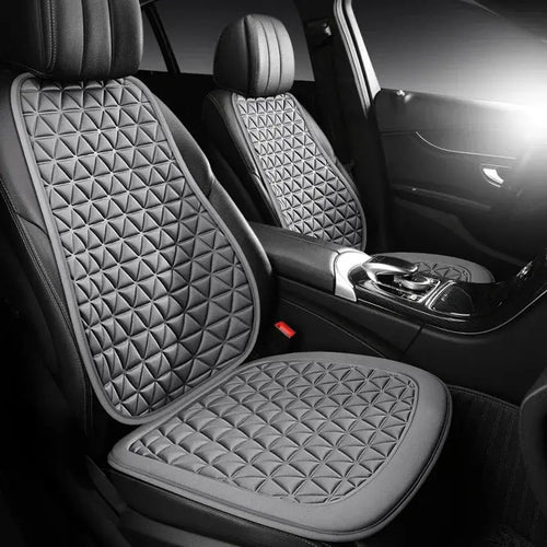 Red Jungle Line breathable fabric car seat cover with 3D triangular concave design, designed for comfort and durability.