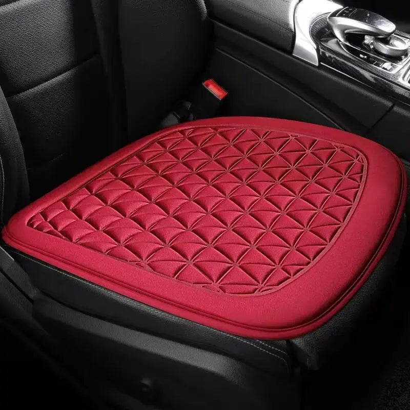 Red Jungle Line breathable fabric car seat cover with 3D triangular concave design for comfort and protection.