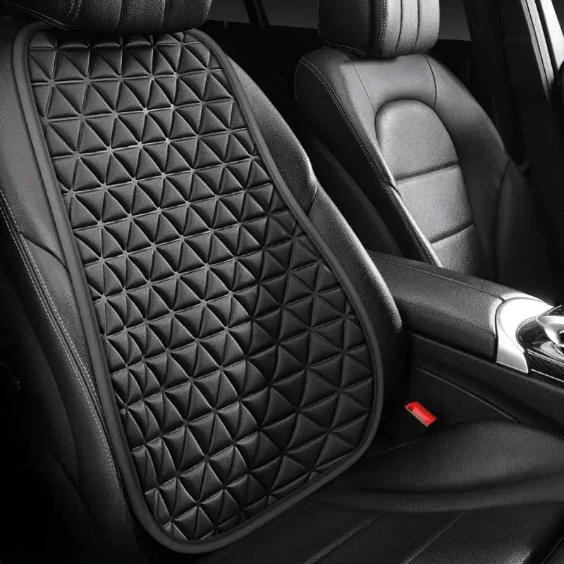 Jungle Line breathable fabric car seat cover with 3D triangular concave design, red color, for enhanced comfort and protection.