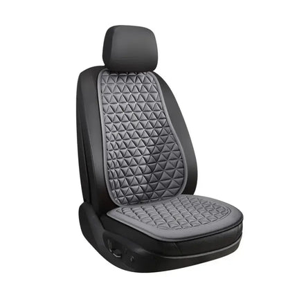 Red breathable fabric car seat cover with 3D triangular concave design by Jungle Line, providing comfort and style for vehicle seats.