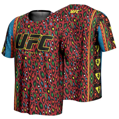 Red Leopard UFC 3D Print Tees Men's Alex Pereira Unrivaled T-Shirt Simple Stylish Breathable Outdoor Mesh Short Sleeve Tops - Jungle Line