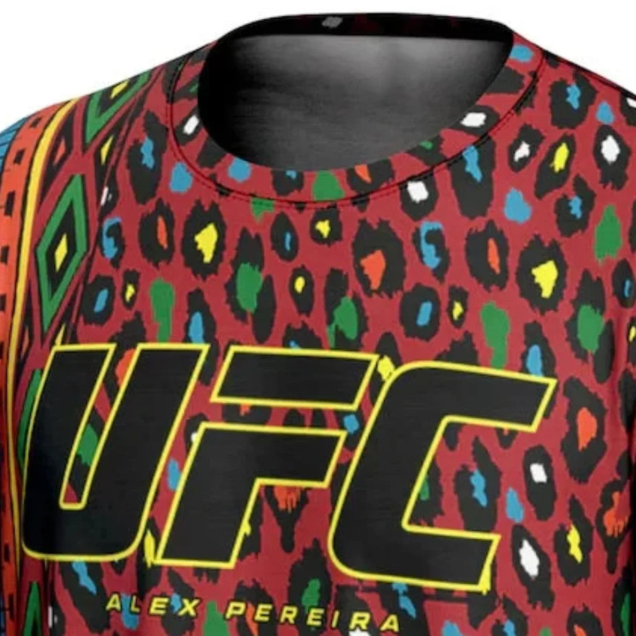 Red Leopard UFC 3D Print Tees Men's Alex Pereira Unrivaled T-Shirt Simple Stylish Breathable Outdoor Mesh Short Sleeve Tops - Jungle Line