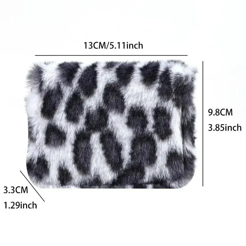 Fashion Leopard Print Plush Short Wallet with Keychain - Jungle Line