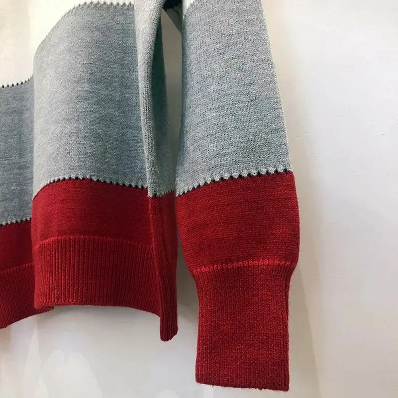 Leopard Print Color Block Knitted Women's Sweater Casual Crewneck Pullover Long Sleeve Fall Winter Fashion Streetwear Loose Fit - Jungle Line