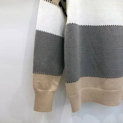 Leopard Print Color Block Knitted Women's Sweater Casual Crewneck Pullover Long Sleeve Fall Winter Fashion Streetwear Loose Fit - Jungle Line