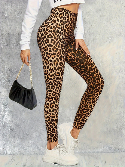 Sexy Leopard Print High Waist Skinny Leggings - Stretchy, Comfortable, and Flattering Fit - Women's Fashion Clothing for Everyday Wear - Jungle Line