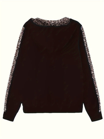 Cross-border New European and American Women's Leopard Print Hooded Sweatshirt Swear Set - Jungle Line