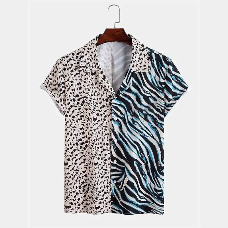 Striped Leopard 3d Printed Shirt For Men's Unique Splicing - Jungle Line
