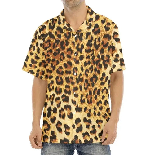 Men's Casual Leopard Print Hawaiian Shirts Short Sleeve - Jungle Line