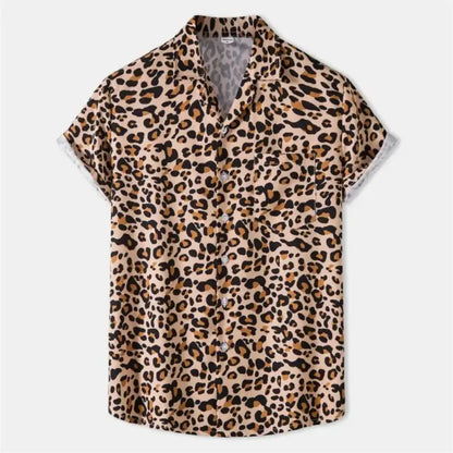 Chemise homme Jungle Line été à imprimé léopard 3D, style décontracté, tissu léger, disponible en XXL.