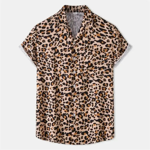 Chemise homme Jungle Line été à imprimé léopard 3D, style décontracté, tissu léger, disponible en XXL.
