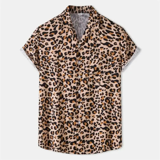 Chemise homme Jungle Line été à imprimé léopard 3D, style décontracté, tissu léger, disponible en XXL.