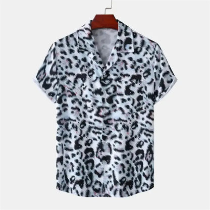 Chemise homme Jungle Line à motif léopard 3D pour l'été, style décontracté, tissu léger, taille XXL.