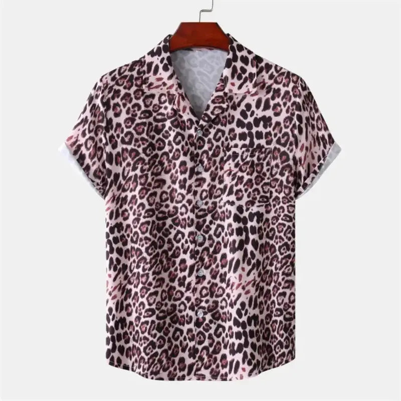 Chemise d'été pour homme avec imprimé léopard 3D par Jungle Line, vêtement léger et tendance.
