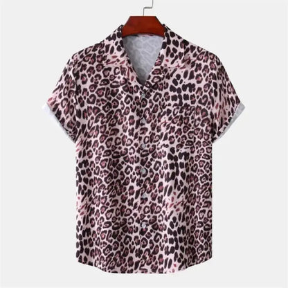 Chemise d'été pour homme avec imprimé léopard 3D par Jungle Line, vêtement léger et tendance.