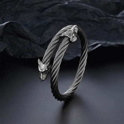 Luxury Leopard Head Cuff Bangles Stainless Steel Adjustable - Jungle Line