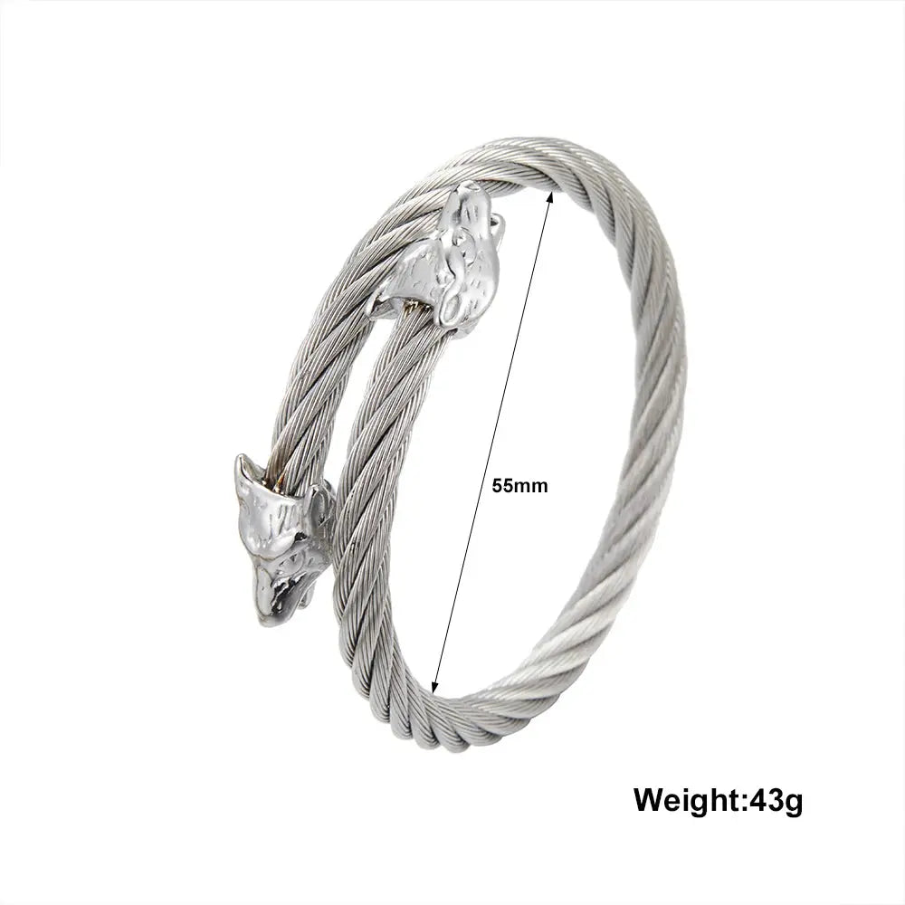 Luxury Leopard Head Cuff Bangles Stainless Steel Adjustable - Jungle Line