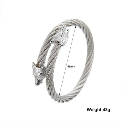 Luxury Leopard Head Cuff Bangles Stainless Steel Adjustable - Jungle Line