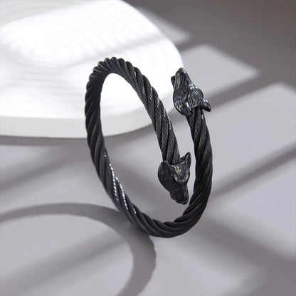 Luxury Leopard Head Cuff Bangles Stainless Steel Adjustable - Jungle Line