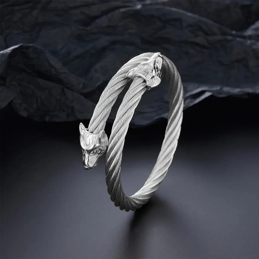 Luxury Leopard Head Cuff Bangles Stainless Steel Adjustable - Jungle Line