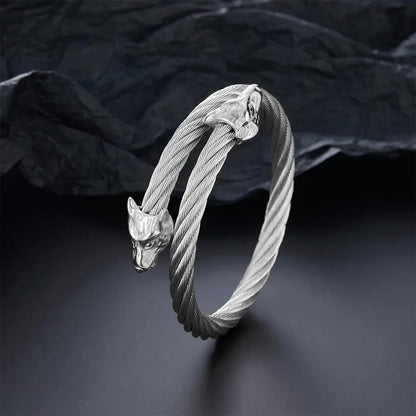 Luxury Leopard Head Cuff Bangles Stainless Steel Adjustable - Jungle Line