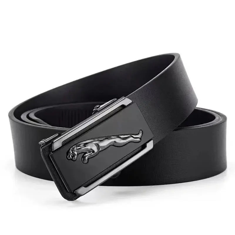 Men's silver automatic buckle belt by Jungle Line featuring a flying leopard design, 120cm length and trendy style.